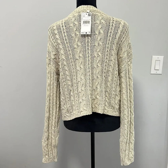 NWT MANGO Women’s Knitted Braided Sweater color Sand size Large - Picture 7 of 12